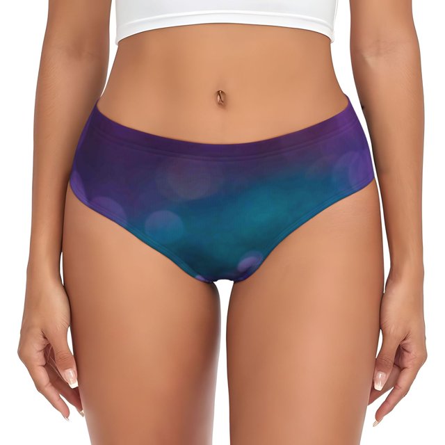Fotbe Purple and Green Glitter Calzones Estampados para Mujer – Ropa Interior de Algodón, Cómoda, Suave y Elástica-Medium