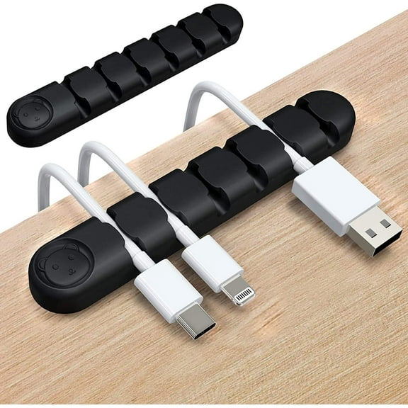 Cable Clips Cord Organizer Desktop, 2 Pieces (6 Slots) Cable Tie Holder Management, Silicone Adhesive Cord Storage For Charger Wires/Computer/Mouse/Earphone/Phone Etc.