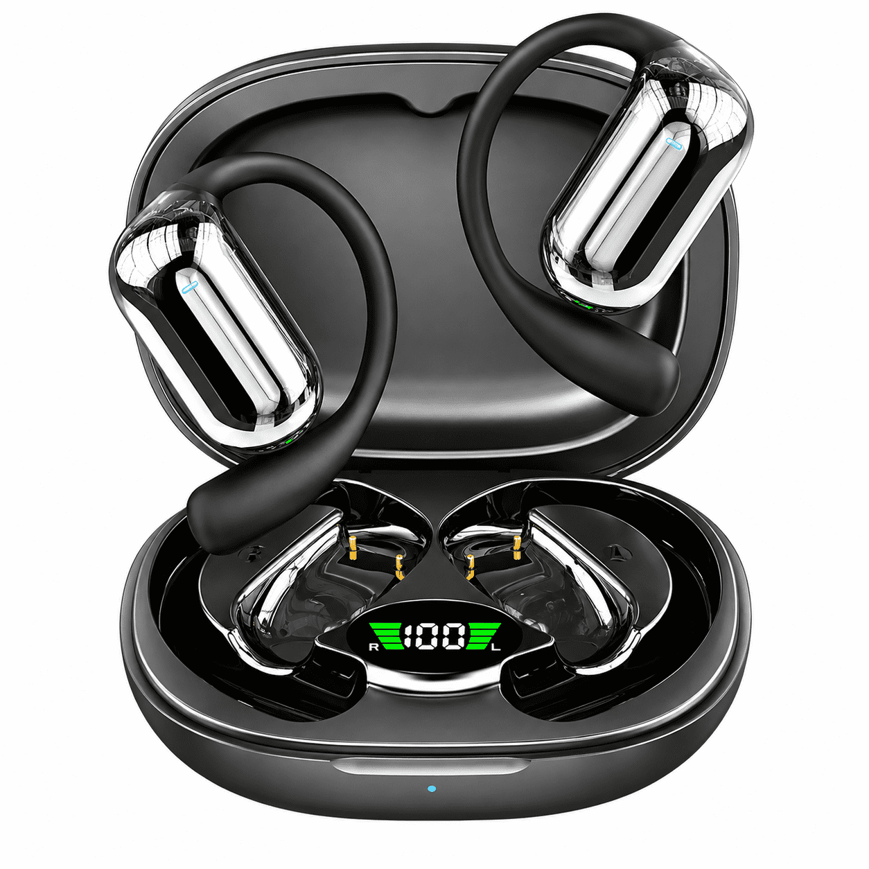 ETEPEHI Wireless Earbuds: Sport Bluetooth Headphones with LED Display Over-Ear Buds with Built-in Mic Headset for Workout Sport, Black