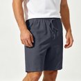 thumbnail image 2 of Men's Cotton Linen Casual Shorts Straight Leg 5-Inch Inseam Summer Beach Shorts with Pockets, 2 of 5