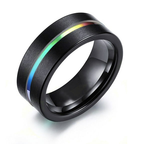 Ebay Gay & Lesbian Anodized Rainbow Tungsten Carbide Wedding Ring Band 8mm