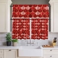 thumbnail image 4 of 3 Piece Kitchen Curtains and Valances Set Red Fish Scale Cafe Curtains 36 Inch Length Modern Geometric Ombre Abstract Moroccan Valance & Tier Curtain for Living Room Bedroom Window 54"x18"+27"x36"*2, 4 of 6