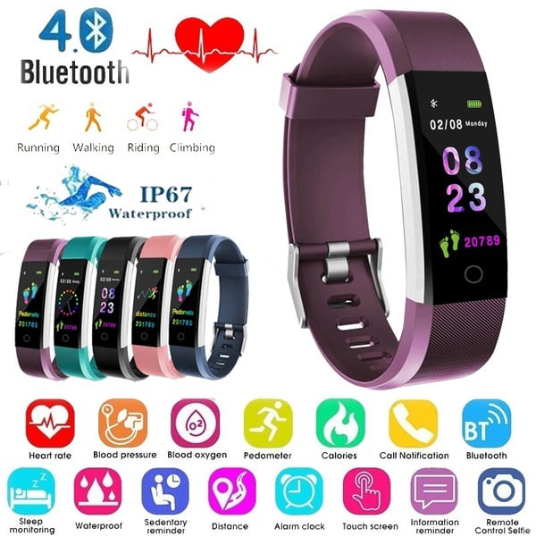 NEW Fitbit Smart Band Heart Rate Blood Pressure Sleep Color Display Wristband 