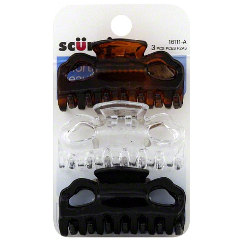Scunci Jaw Clips, Assorted Colors 3 ea (Pack of 2)