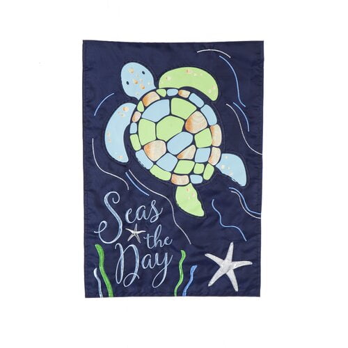 Evergreen Flag Garden Seas The Day Sea Turtle Applique 2 Sided Polyester 1 6 X 1 Ft Garden Flag Walmart Com Walmart Com