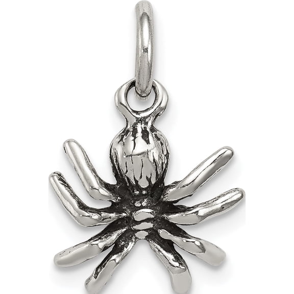Sterling Silver Antiqued Spider Charm Solid Casted 3-D Luxurious Flawless Fashionable Made for expressing your unique story