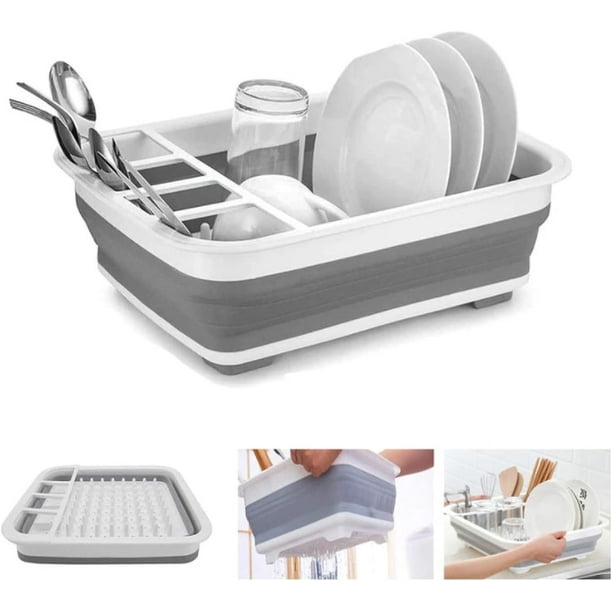 Escurridor de platos plegable para cocinas que ahorran espacio, estación de secado sin esfuerzo para platos, utensilios de cocina, utensilios para hornear, cristalería y cubiertos, diseño portátil y