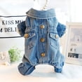 thumbnail image 2 of Dog Clothes Autumn Winter Four Legged Denim Pants Thickened Lapel Denim Coat Small and Medium-sized Pet Clothing ShopWise Round, 2 of 7