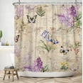 thumbnail image 2 of Lfeey Waterproof Retro Plants Shower Curtain, Purple Flowers Bathroom Decor 12 Hooks, 72Wx72H, 2 of 6