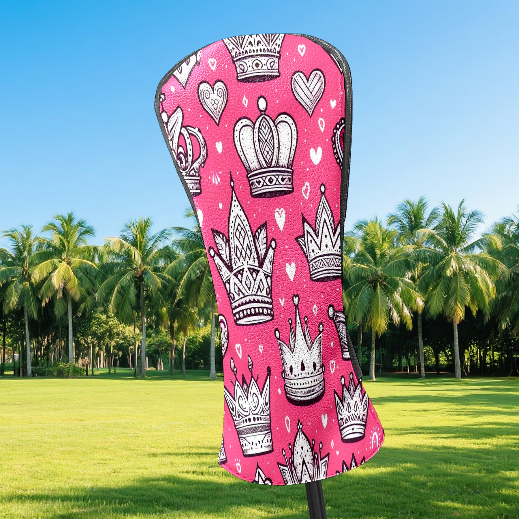 Golf Club Covers, RedCrownHearts Premium PU Leather Driver Hybrid Putter Head Covers with Velvet Lining, Waterproof Golf Gifts for Men Women
