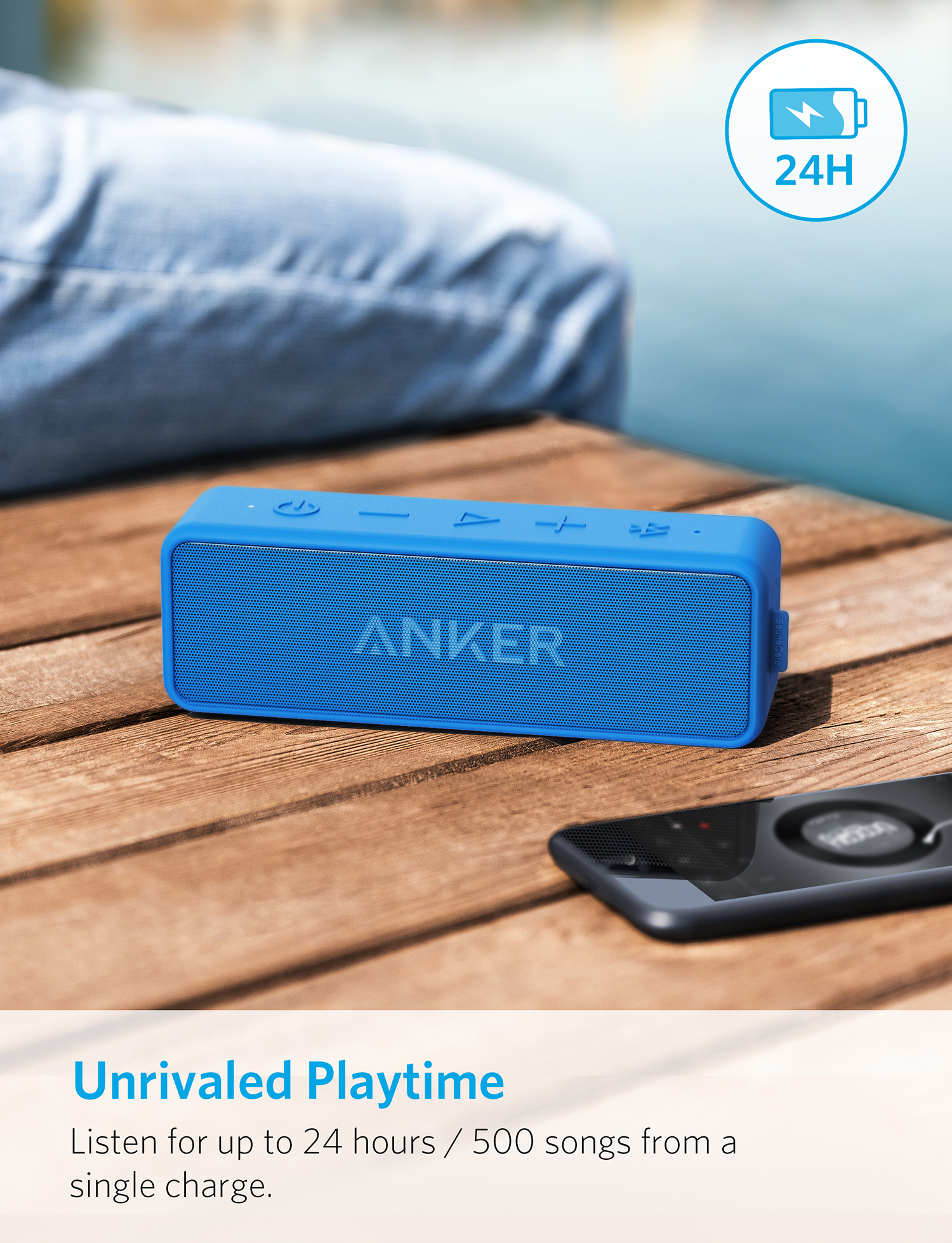 Anker Soundcore 2 12w Portable Wireless Bluetooth Speaker Better Bass 24 Hour Playtime 66ft Bluetooth Range Ipx5 Water Resistance Built In Mic Dual Driver Speaker For Beach Travel Party Walmart Com Walmart Com