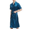 thumbnail image 3 of cllios Big and Tall Mens Silk Robes Knee Length Short Sleeve Spa Bathrobes Lightweight Shawl Collar Nightgowns for Men with Pocket, 3 of 4