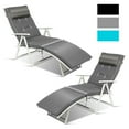 thumbnail image 1 of Patiojoy 2 Pcs Chaise Longue Pliante Rembourrée Inclinable Réglable Gris, 1 of 6