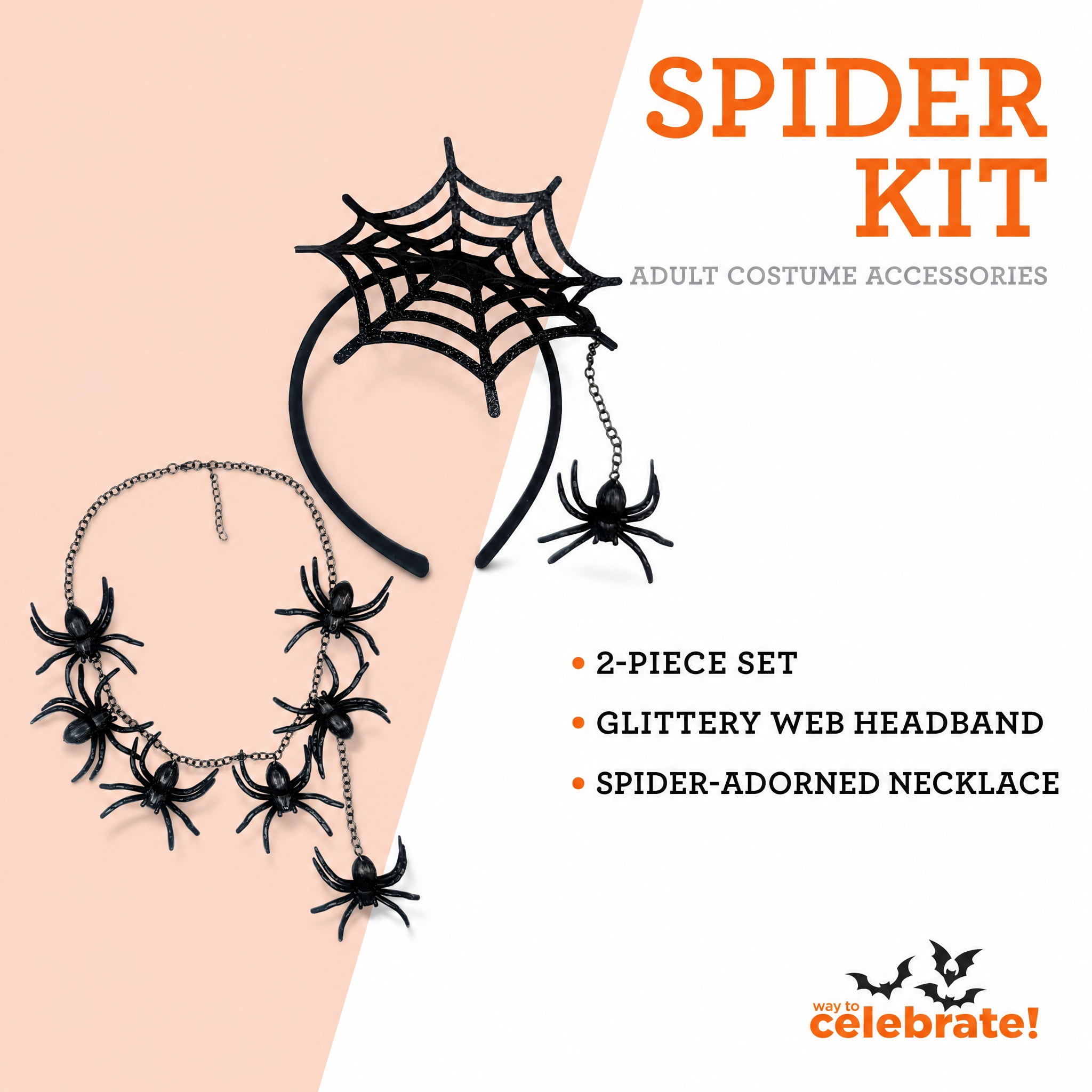 Spider Costume Accessory Kit for Adults, Black, 2 Pieces, Halloween by Way To Celebrate