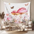 thumbnail image 2 of Pink Mushroom Tapestry for Bedroom Wall Hanging Tapestry, Botanical Floral Spring Summer Ceiling Backdrop Tapestries Poster Blanket Wall Decor for Teens Room Living Room Dorm 59" x 90", 2 of 8