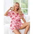 thumbnail image 5 of Ekouaer Womens Silk Pajama Sets Button Up Satin Pjs Short Sleeve 2 Piece Pj Sets Cute Lounge Sets with Chest Pocket, 5 of 6