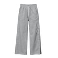 thumbnail image 5 of Karymi Biker Shorts Women High Waist Side Button Split Wide Leg Sweatpants, Drawstring Elastic Waist Solid Casual Track Pants with Pockets, Loose Sport Trousers Women's Pants, 5 of 9