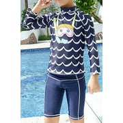 Kids Boys Long Sleeve Sunscreen Summer Beach Printed Style Soft Cool Swimwear