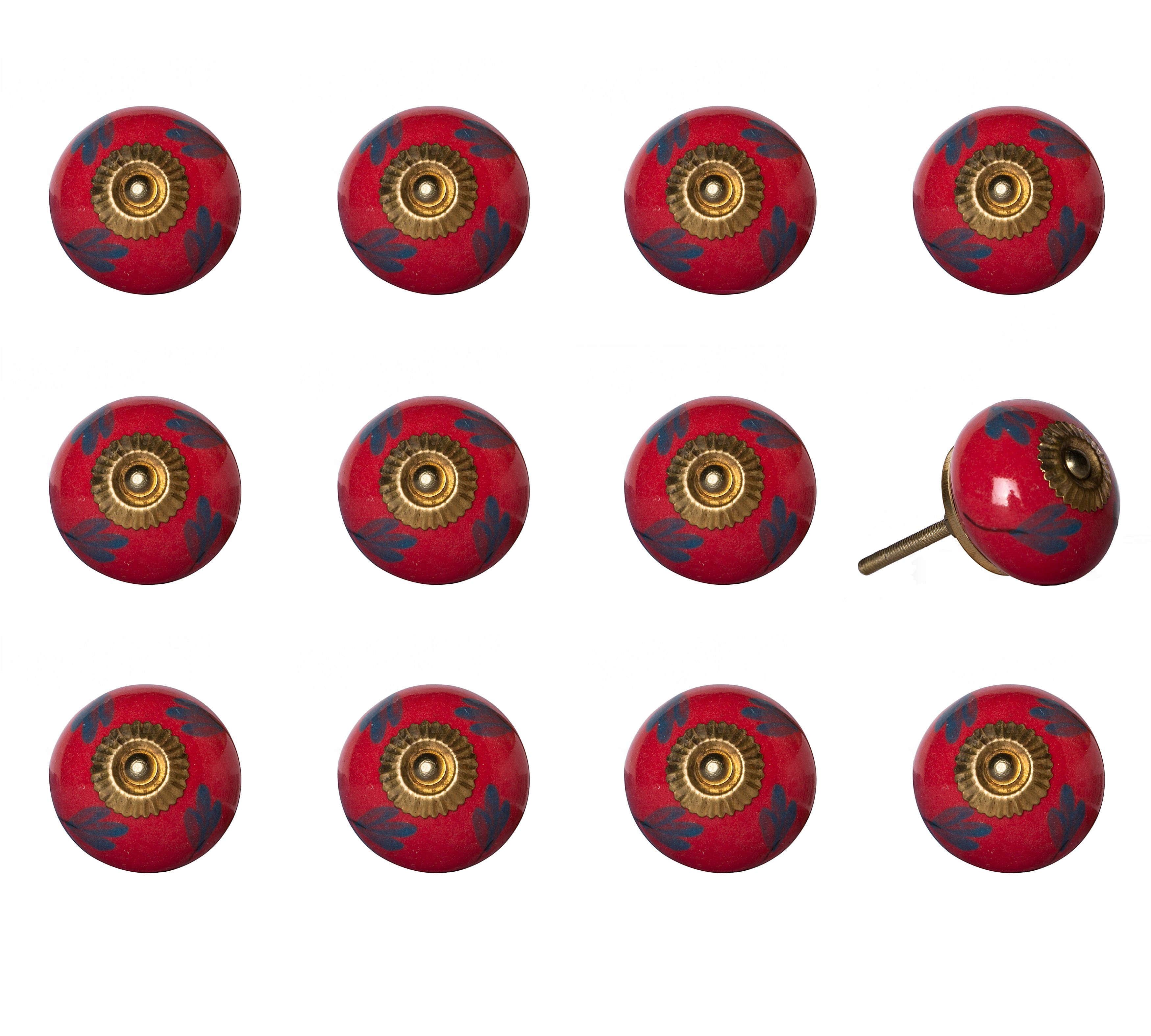 Knob-It Vintage Hand Painted Cabinet Drawer Knobs 12 Piece Antique Style 14"