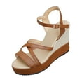 thumbnail image 2 of Viluyesy Women's Wedge Sandals, Adjustable Strap Open Toe Thick Sole Summer 2025 Comfortable Shoes Brown 5.5, 2 of 8