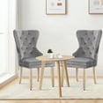 thumbnail image 1 of Foredo Velvet Dining Chairs Set of 2, Elegant Upholstered Side Chair with Tufted Back and Solid Wood Legs, Kitchen Chairs for Dining Room Living Room, Light Gray, 1 of 8