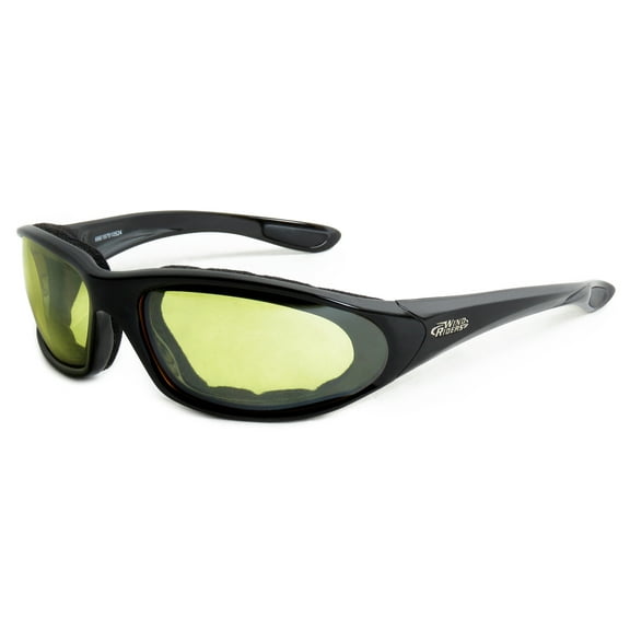 WindRider Yellow Wrap Motorcycle Eyewear, Black