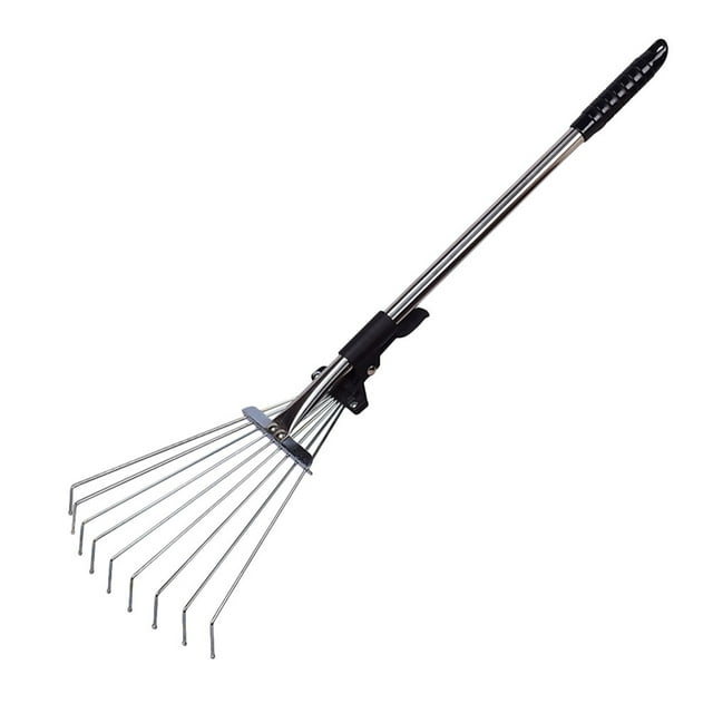 Rastrillo de hojas retráctil Herramientas de jardín prácticas de limpieza de alambre de acero para hierba de hoja caduca HOMEMAXS MX7750386