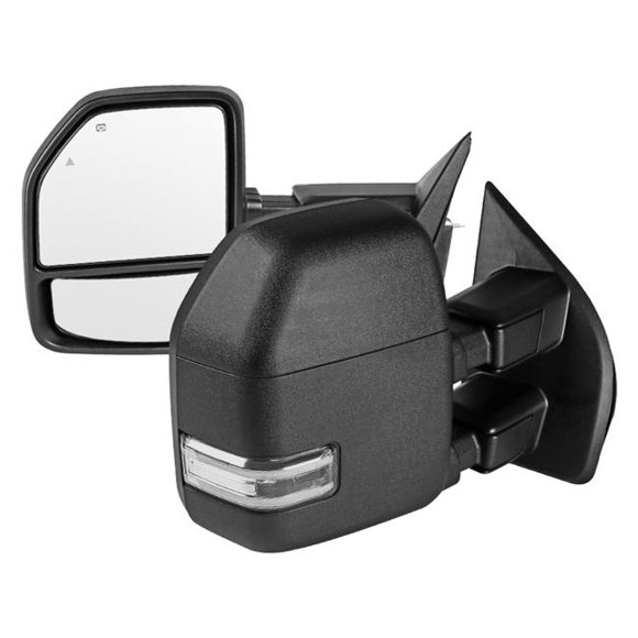 Spec D Tuning RMX-F25017F1-SQ-FS Super Duty Black Texture Clear Signal Power Heated Mirror for 2017-2019 Ford F-250