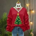 thumbnail image 4 of Womens Christmas Sweatshirts Pleated Long Sleeves Christmas Tops Crew Neck Pullover Sweater Blouses Xmas Graphic Dressy Causal Christmas Shirts Top, 4 of 5