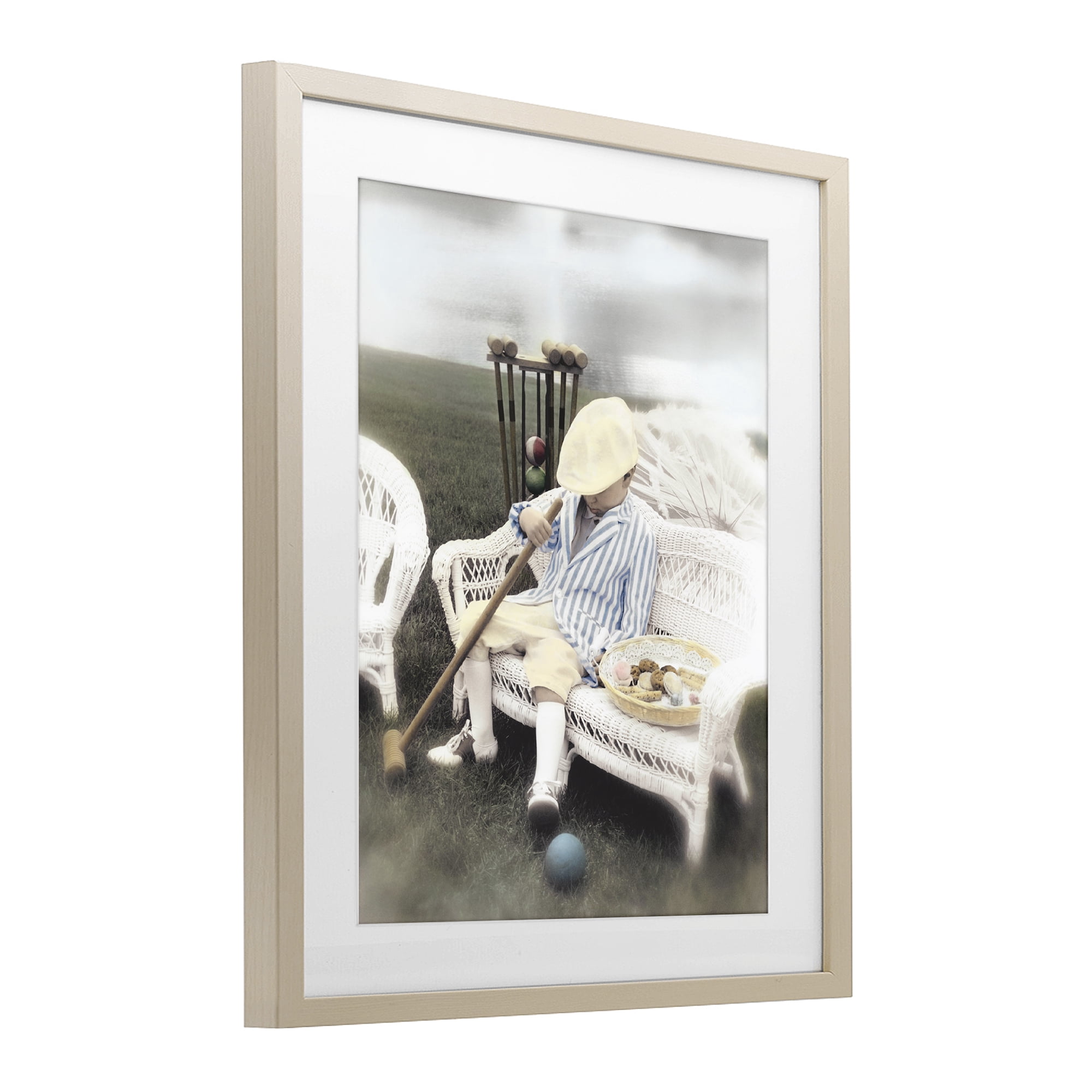 Stupell Industries Child with Croquet Mallet Birch Framed Print Under Glass, design by Kendra Dew