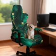 thumbnail image 2 of SCRAWLGOD St. Patrick's Day Shamrock Marble Print Golden Dark Green Gaming Chair Cover with Armrest Cover, Stretch Computer Chair Slipcovers Anti Dust Gaming Rotating Chair Protection with Zipper, 2 of 7