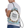 thumbnail image 3 of Kdxio World Travel Print Drawstring Backpack Bag,Waterproof Draw String Back Sack, Gym Drawstring Bags Swim Bag For Unisex, 3 of 9