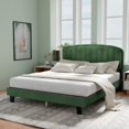 thumbnail image 1 of Intexca Full Size Velvet Bed Frame, Adjustable Headboard, Wood Slats (Green), 1 of 5