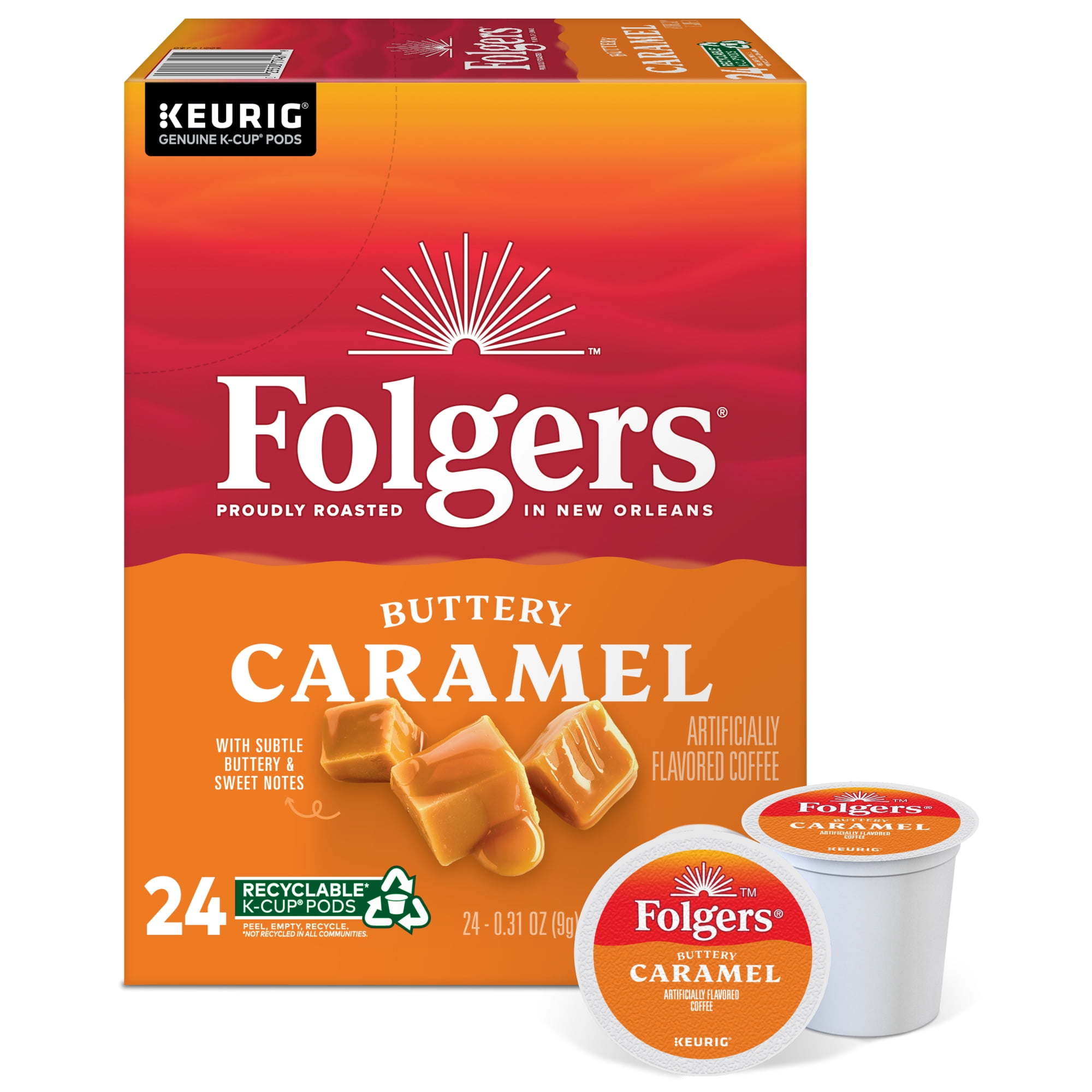 Folgers Gourmet Selections Caramel Drizzle K-Cup Pods, 24 Count