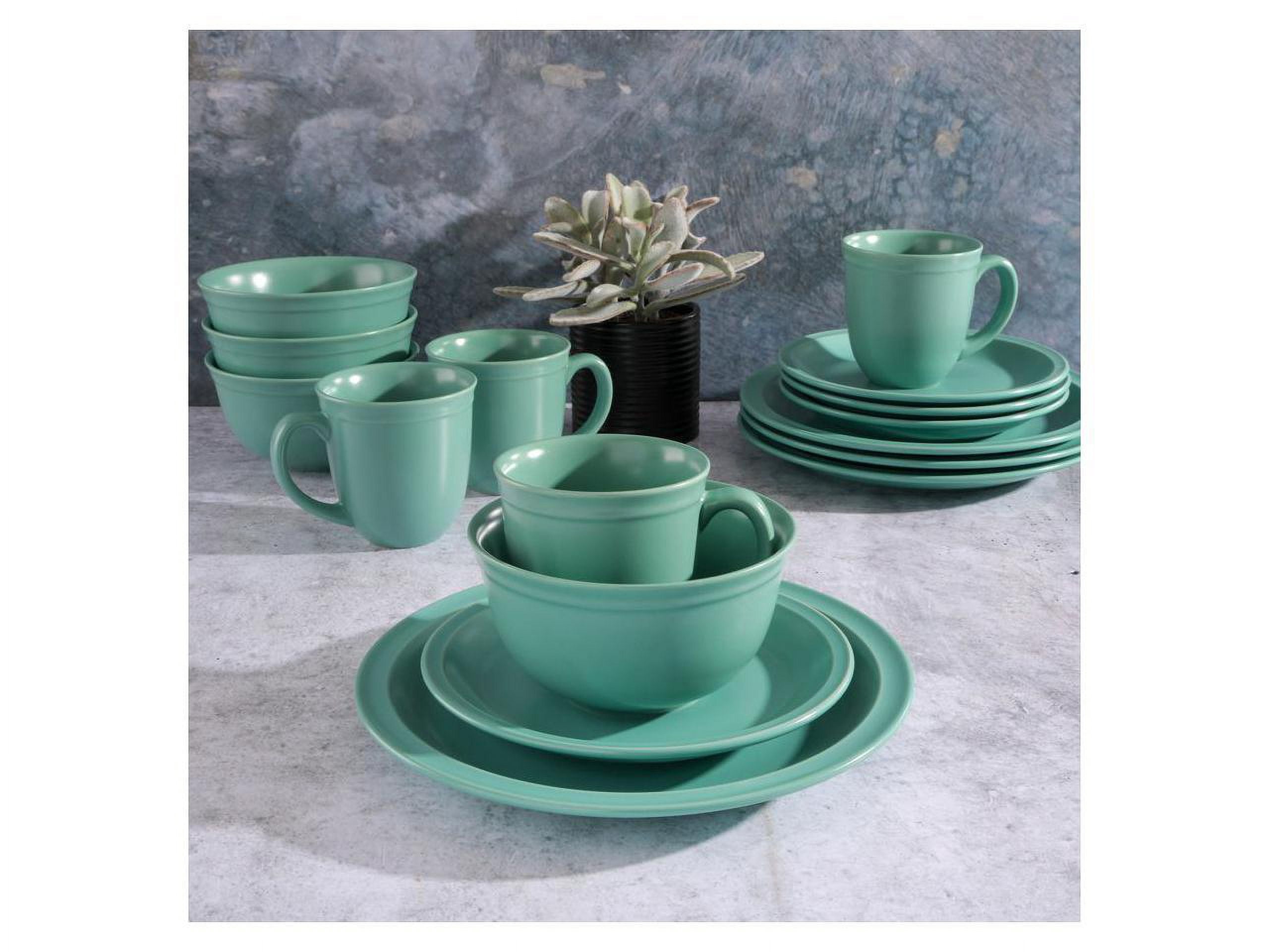 Gibson Home 12726416 16 Piece Siam Stoneware - Green - Dinnerware Set