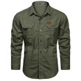 thumbnail image 2 of Men's Dual Chest Pocket Long Sleeve Tactical Cargo Shirts Lightweight Cooling UPF 50 Sun Protection Button Down Lapel Collar Breathable Work Tops, 2 of 4