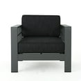 thumbnail image 3 of Noble House Cape Coral Outdoor Grey Aluminum 4 Pc Loveseat Chat Set, 3 of 7