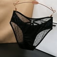 thumbnail image 2 of Women's Lace Underwear Low Waist Hollow Out Transparent Silk Satin Panties Soft Comfortable Sexy Delicate Triangle Briefs, 2 of 2