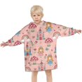 thumbnail image 3 of Princess Mushroom Castle Pattern Blanket Hoodies for Kids 6-13YR Oversize Wearable Blanket Hoodies for Boys Girls Teens, 3 of 7