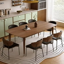 NessCarsti 62.9" Solid Wood Dining Table for 4-6, Mid-Century Modern Rectangular Kitchen Table with Tapered Legs, Sturdy Structure for Dining Room Apartment,Walnut