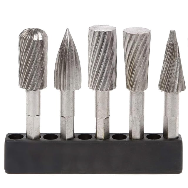 Juego De Fresas Rotativas De 5 Uds., Vástago De Acero, Juego De Escofina Rotatoria, Mango Hexagonal, Broca De Pulido De Metal, Brocas De Amoladora Rotativa De Alta Resistencia Para Pulido, Pulido Y Speravity TO004125-00