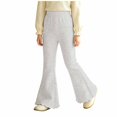 thumbnail image 4 of Xyant Girls Ribbed Knit Flare Leggings Elastic High Waist Bell Bottoms Bootcut Kids Stretchy Spring Fall Uniform Pants,Size 5-6 Years, 4 of 8