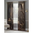 thumbnail image 4 of Western Vintage Sheer Curtains 84 Inch Length 2 Panels Set Window Treatments, Country Cowboy Boots Cow Skulls Retro Rod Pocket Semi Curtains for Living Room/Bedroom/Kitchen Décor, 104"W x 84"L, 4 of 7