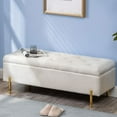 thumbnail image 6 of Andeworld Ottoman with Storage Bench, Modern Velvet Upholstered Rectangular Tufted Footstool Bench, Large Storage Bench for Bedroom,Living Room,Entryway (Ivory), 6 of 7