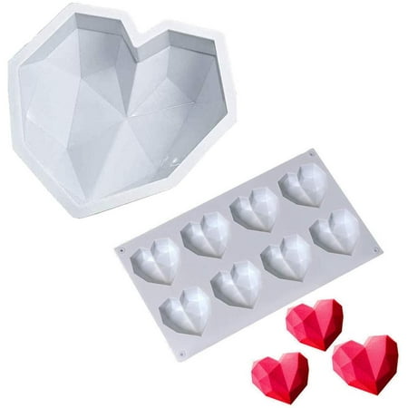 

Heart Silicone Molds Non-Stick Easy Release 1 Big Heart Shaped Silicone Mold With 8 Cavities Heart Shaped Molds For Handmade Chocolate Mousse Cake Baking Dessert on Valentine’s day