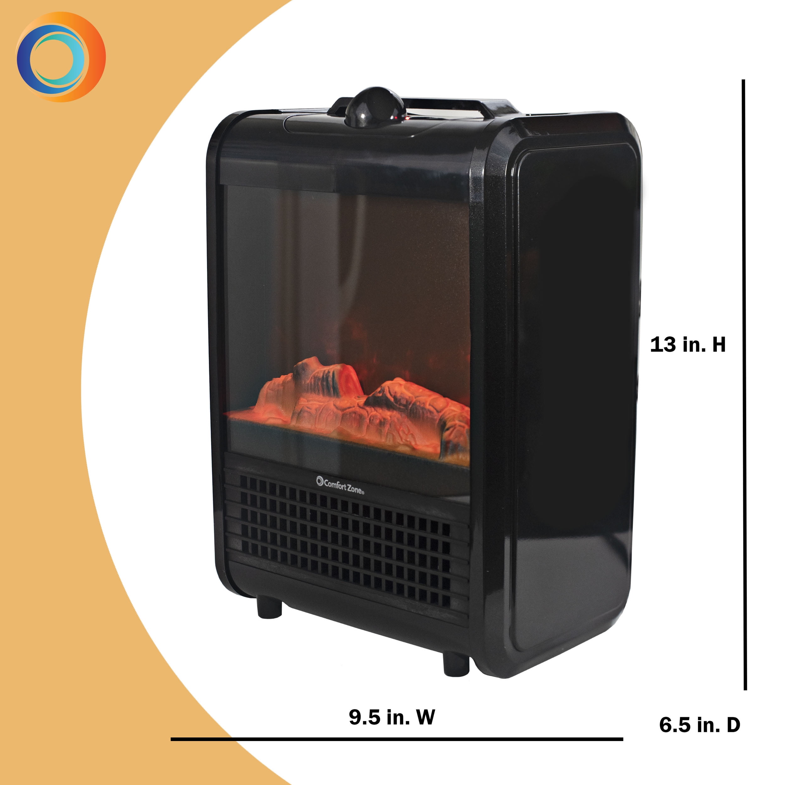 Comfort Zone 1200W Ceramic Electric Fireplace Heater, Black - Walmart.com