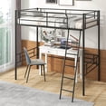 thumbnail image 2 of Costway Twin Metal Loft Bed Frame with Ladder Loft Bed with Safety Guardrails, 2 of 10