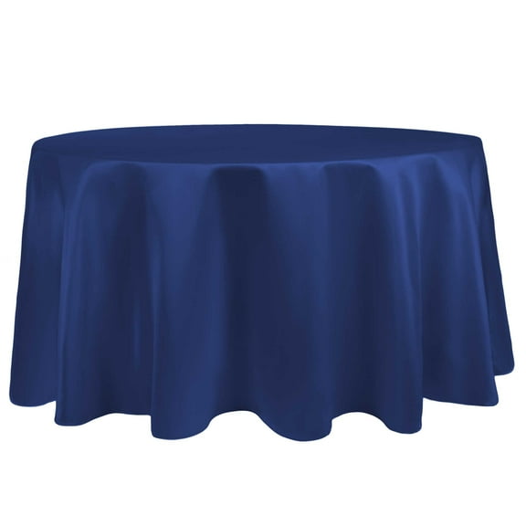 Ultimate Textile (3 Pack) Satin 114-Inch Round Tablecloth - for Wedding, Special Event or Banquet use, Regal Blue