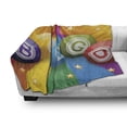 thumbnail image 3 of Bingo Soft Flannel Fleece Throw Blanket, Colorful Bingo Balls on Rainbow over Yellow Bursting Background Leisure Time Fun, Cozy Plush for Indoor and Outdoor Use, 60" x 80", Multicolor, by Ambesonne, 3 of 6