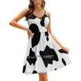 thumbnail image 1 of Robe à Motif Vache Imprimé Animal Col Carré Mignon Ample Robes Imprimées Élégantes Robe de Plage Fête Motif Vache, 1 of 5
